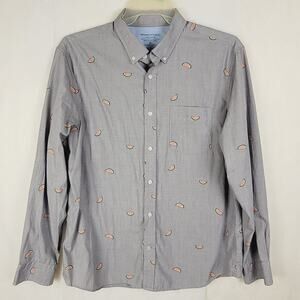 Banana Republic Luxe Poplin untucked slim fit button up Size XL Grey Watermelon